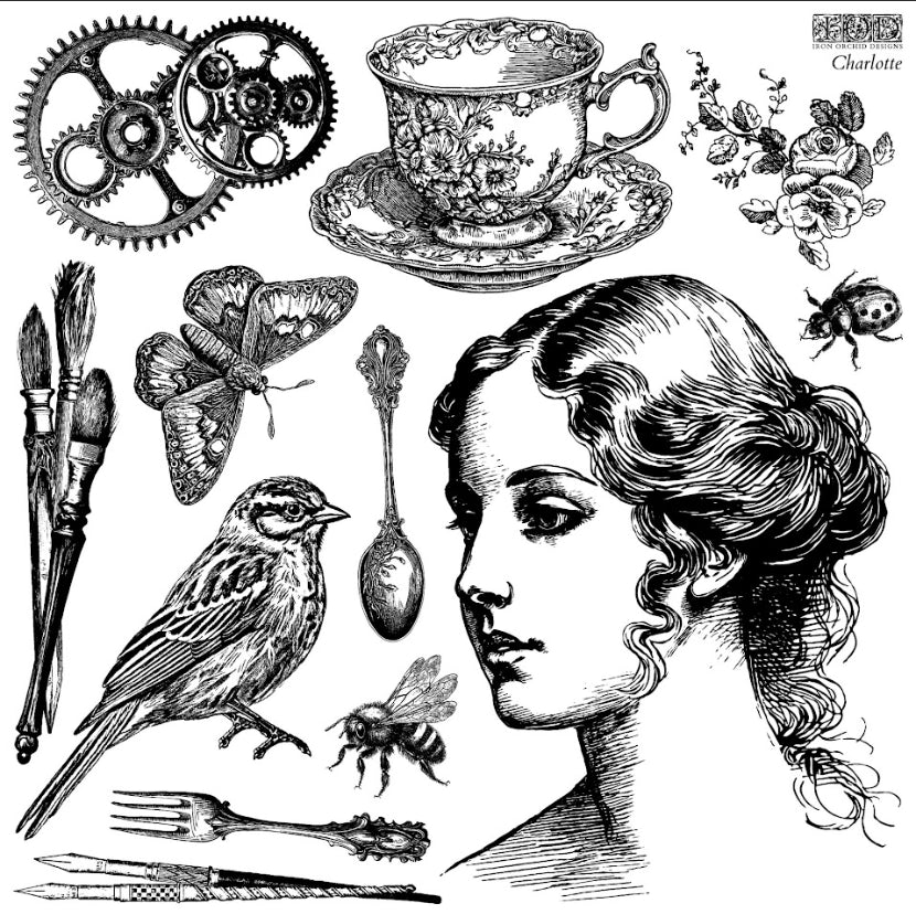 Charlotte Stamp, 12”x12”, IOD Single Sheet