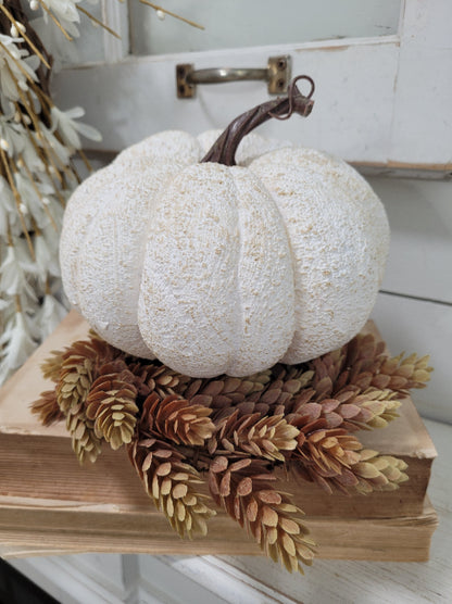 7" white textured pumpkin