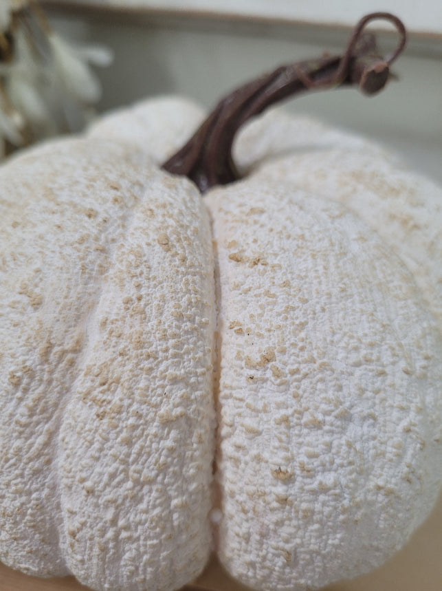 7" white textured pumpkin
