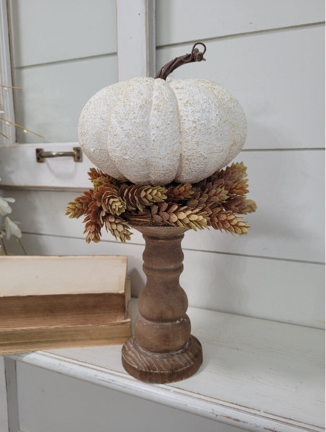 7" white textured pumpkin