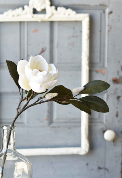 Sweetbay Magnolia Spray | 23" | white faux floral home decor