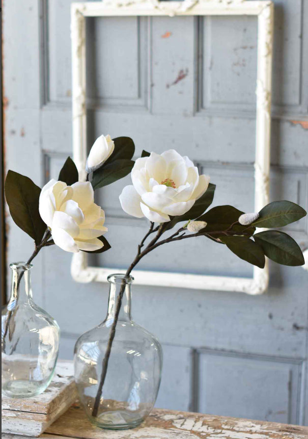 Sweetbay Magnolia Spray | 23" | white faux floral home decor