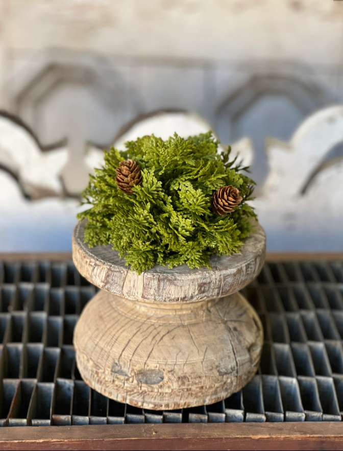 Leyland Cypress Half Sphere | 5.5" | Faux floral Christmas Home Decor