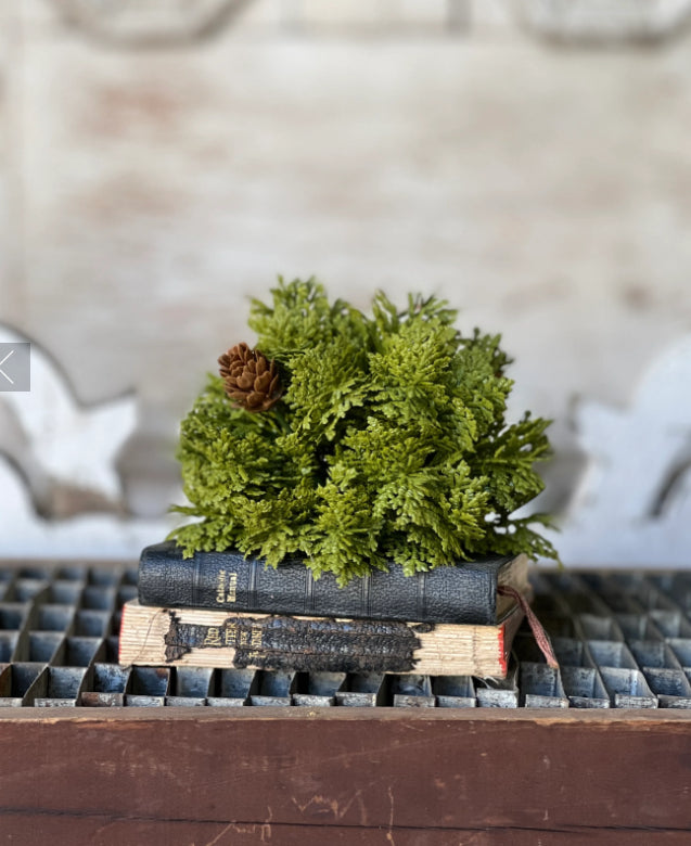 Leyland Cypress Half Sphere | 5.5" | Faux floral Christmas Home Decor