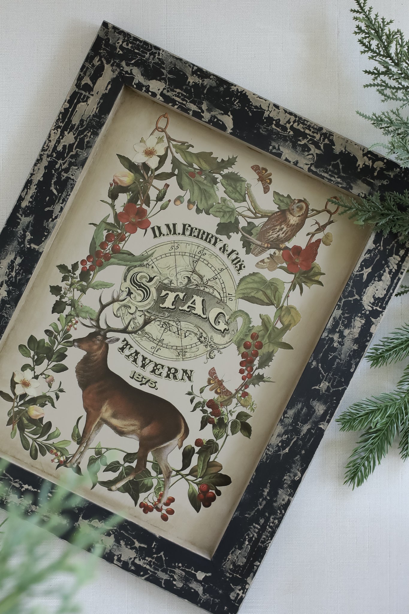 Stag Tavern IOD Transfer Pad 8x12 | English Hunt Club Holiday Style | Seasonal Home Decor | DIY Décor