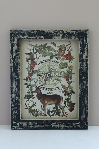 Stag Tavern IOD Transfer Pad 8x12 | English Hunt Club Holiday Style | Seasonal Home Decor | DIY Décor
