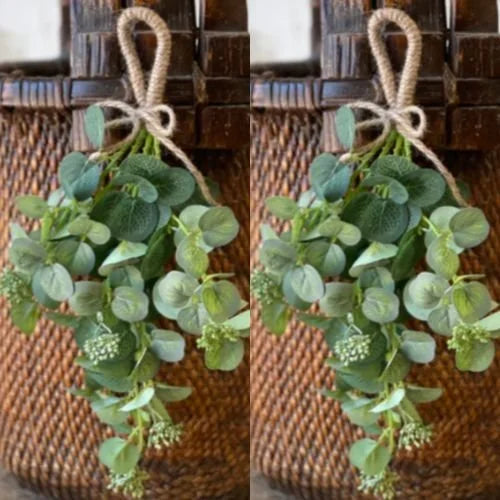 set of 2 Sweet Seed Eucalyptus Drop | 13" | faux floral home decor