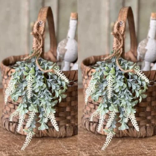 set of 2 White Sage Boxwood Mini Drop | 13" | faux floral home decor