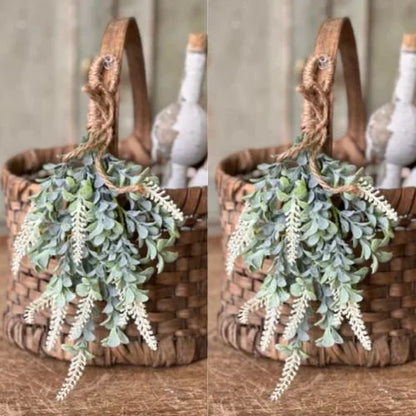 set of 2 White Sage Boxwood Mini Drop | 13" | faux floral home decor