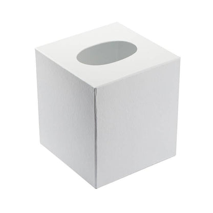 White Paper Mache Tissue Box Cover - 5" L x 5" W x 5-1/2" H