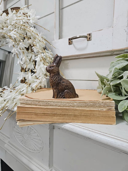 Antique looking Chocolate Bunny Figurine