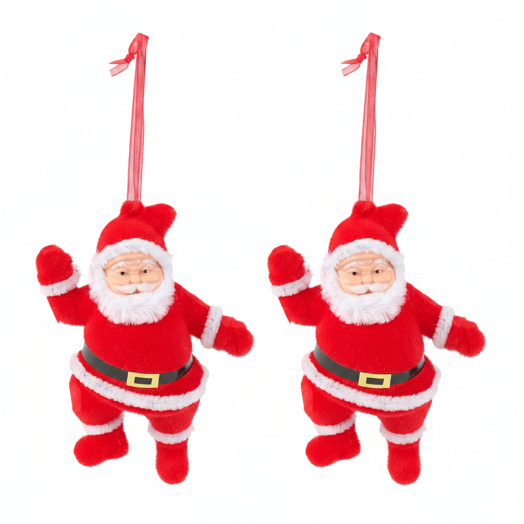 Set of red Santa Claus ornaments on a white background
