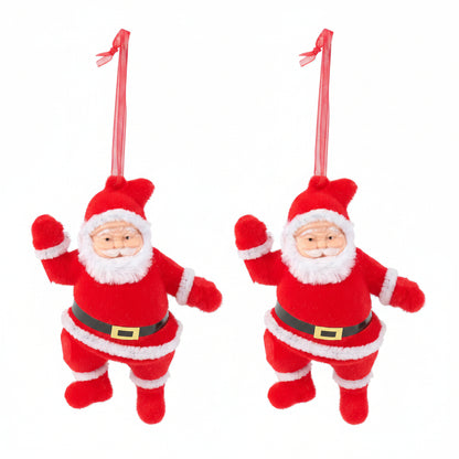Set of red Santa Claus ornaments on a white background