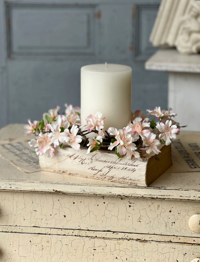 Cora Flower Candle Ring | wreath | 11" | Blushing Pink