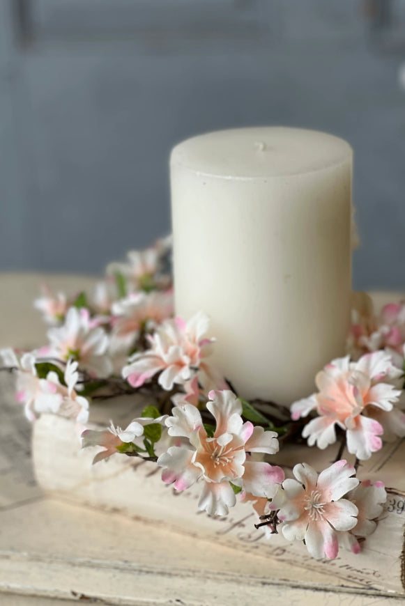 Cora Flower Candle Ring | wreath | 11" | Blushing Pink