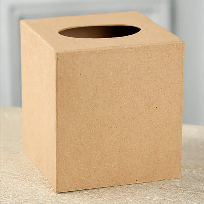 Blank Paper Mache Tissue Box Cover - 5" L X 5" W X 5-1/2" H