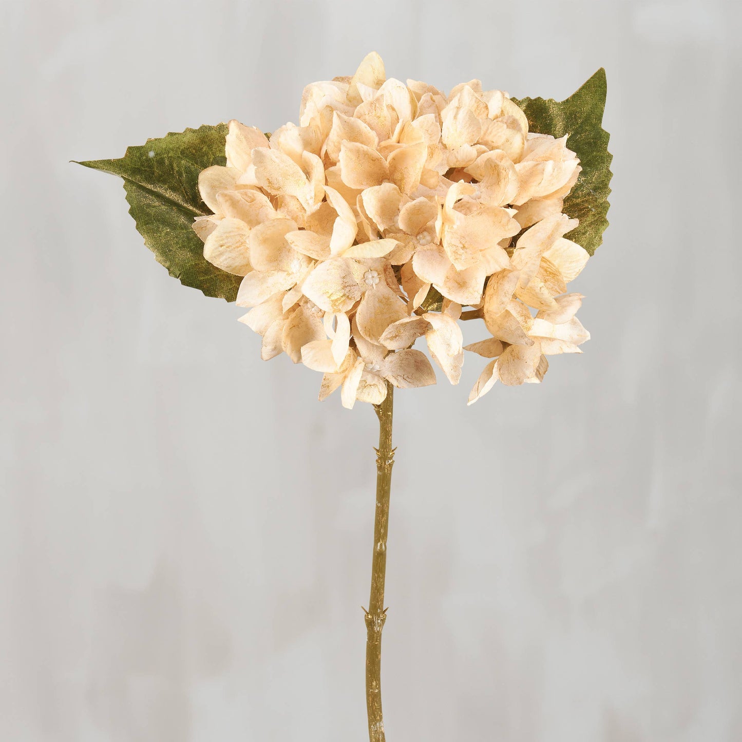 13" Cream & gold shimmer Hydrangea Floral Pick