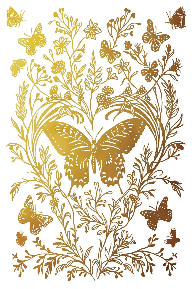 Papillon gold & silver gilded foil 8 x 12 transfer | 19th century ephemera