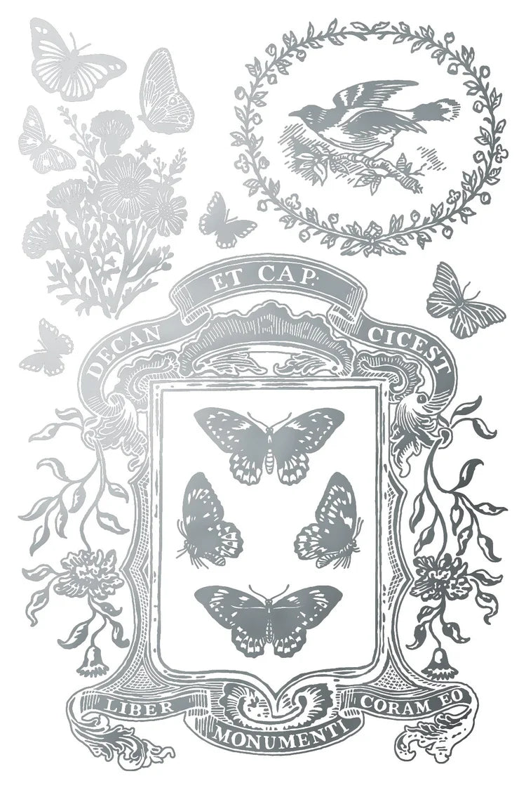 Papillon gold & silver gilded foil 8 x 12 transfer | 19th century ephemera
