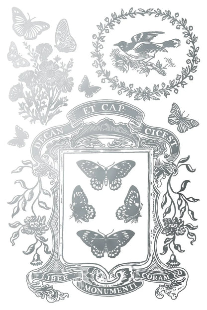 Papillon gold & silver gilded foil 8 x 12 transfer | 19th century ephemera