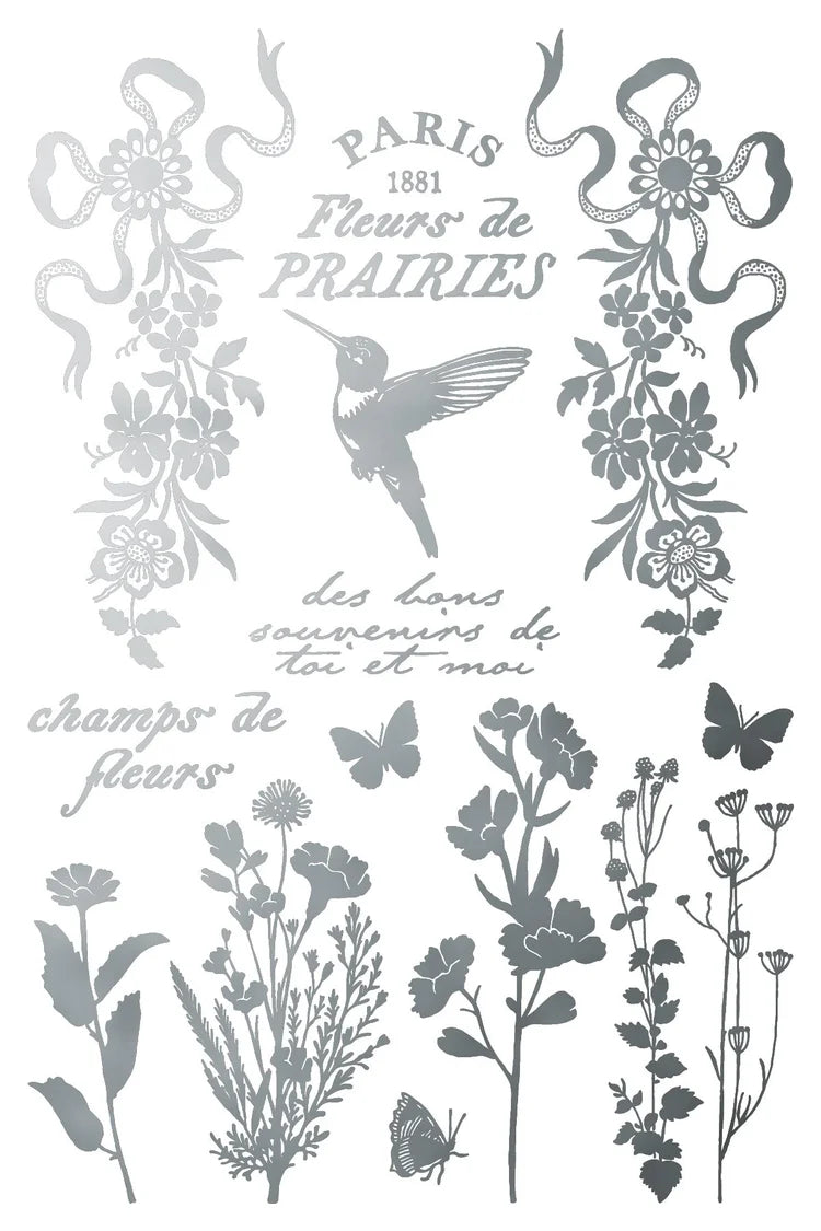 Papillon gold & silver gilded foil 8 x 12 transfer | 19th century ephemera