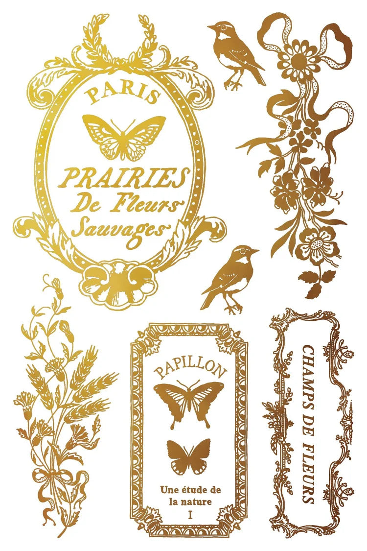 Papillon gold & silver gilded foil 8 x 12 transfer | 19th century ephemera