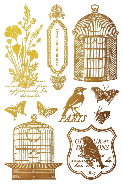 Papillon gold & silver gilded foil 8 x 12 transfer | 19th century ephemera