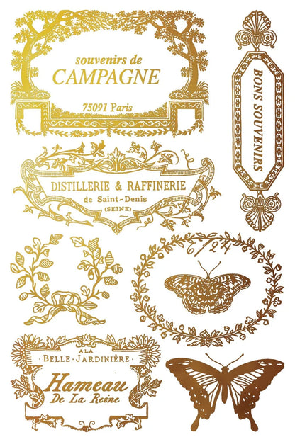 Papillon gold & silver gilded foil 8 x 12 transfer | 19th century ephemera