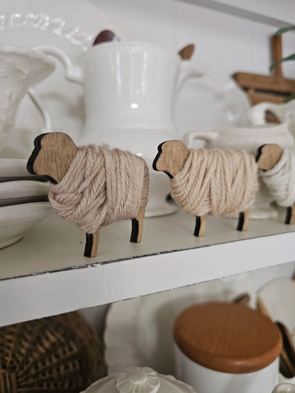 set of 3 yarn wrapped sheep