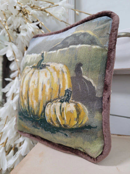7" Pumpkin Pillow with brown velvet back