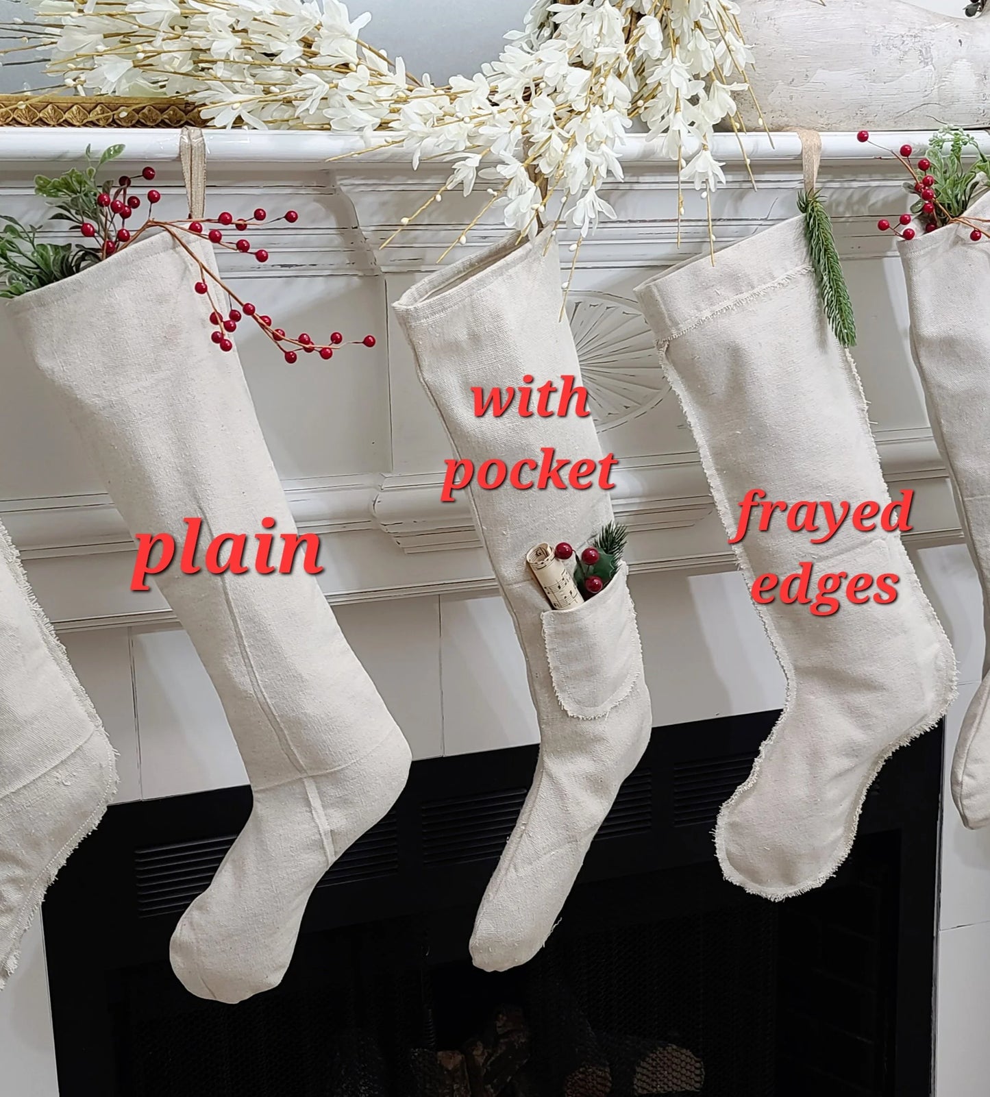 24" long drop cloth stockings