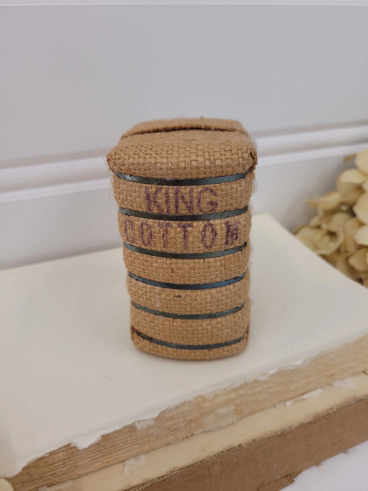 4" Vintage Mini Miniature Cotton Bale - king cotton