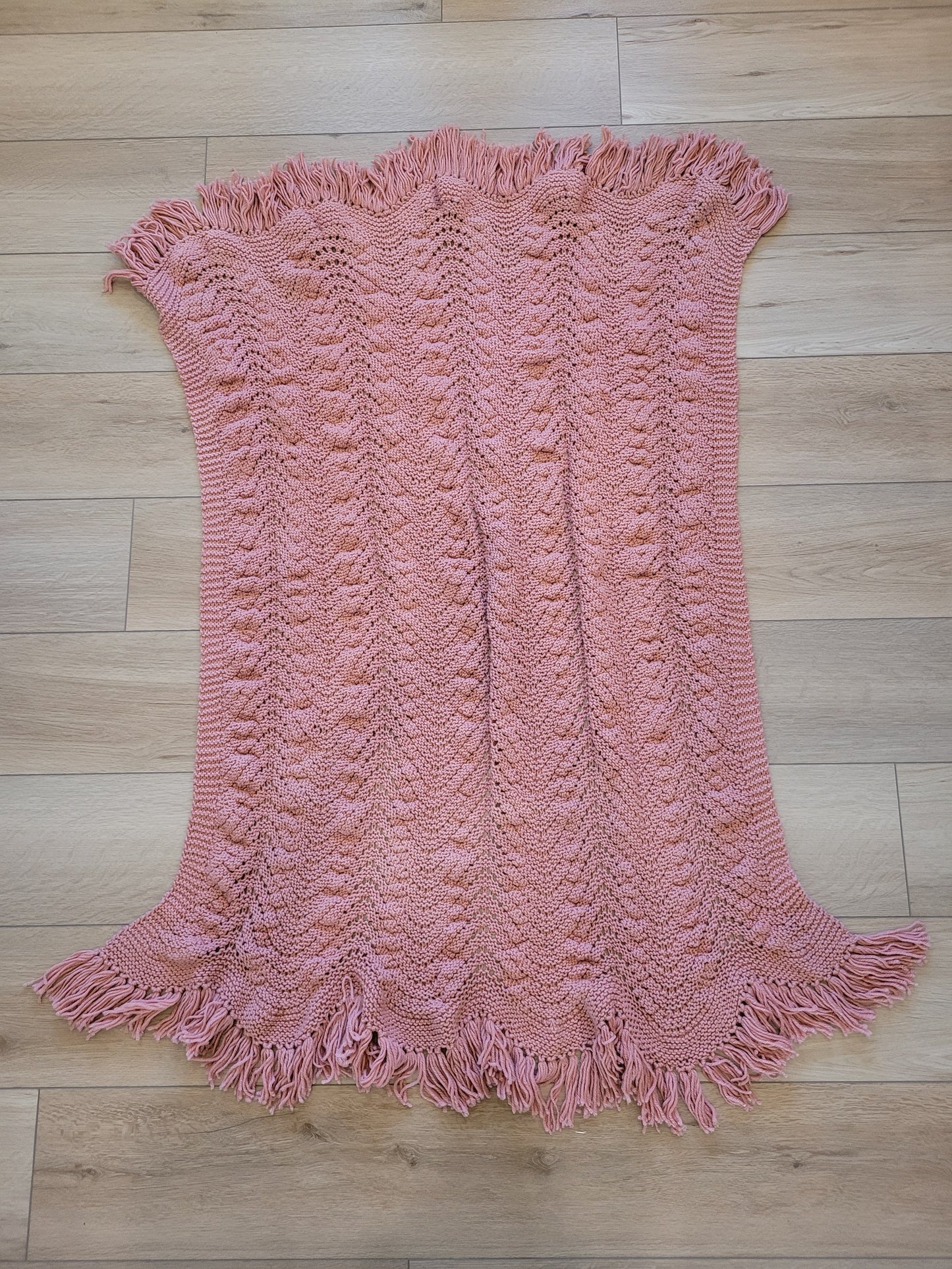 62" x 32" handmade crocheted blanket Afghan - pink