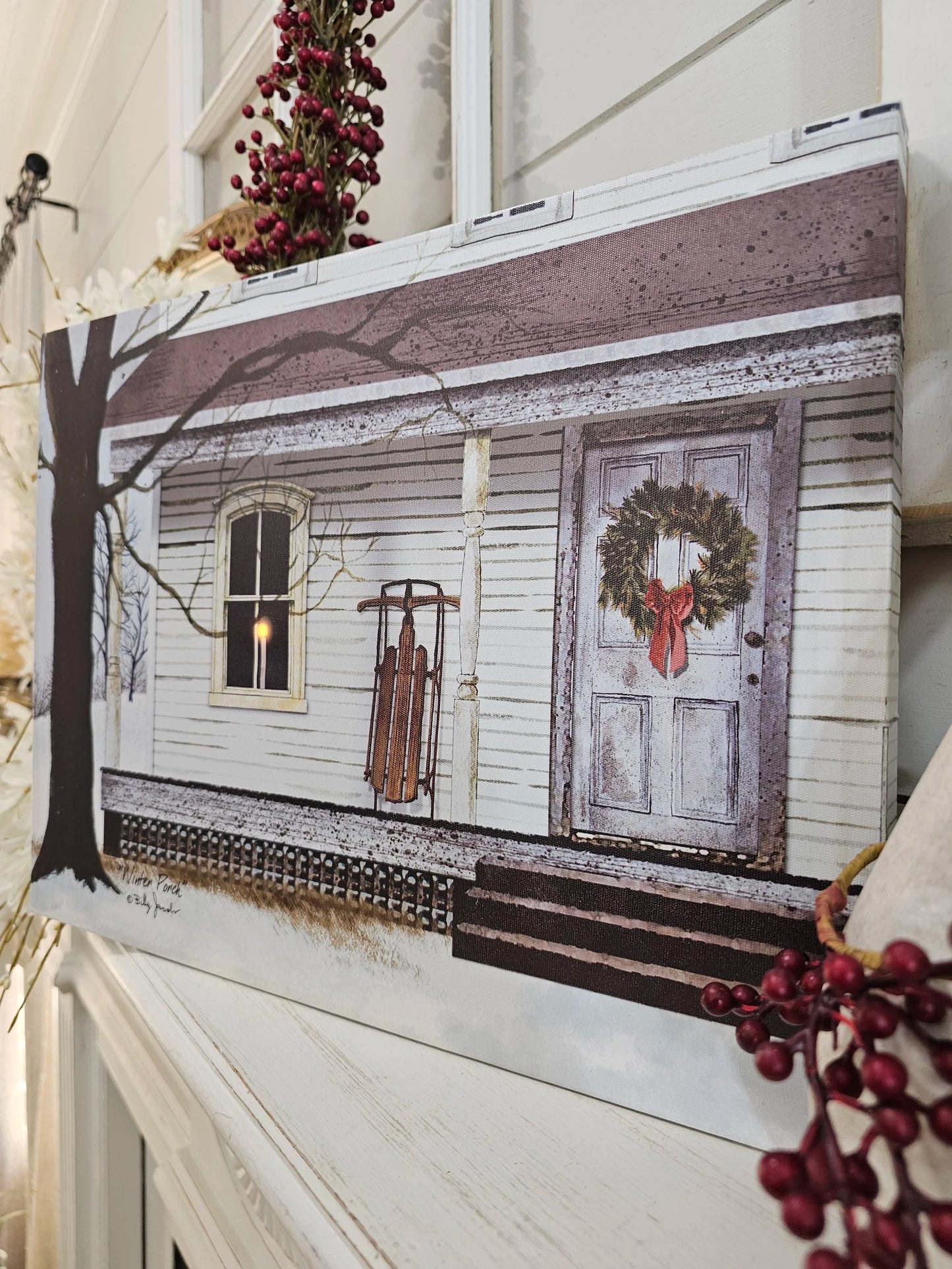 12 x 16 LED Canvas - Winter Farmhouse Porch by Billy Jacobs
