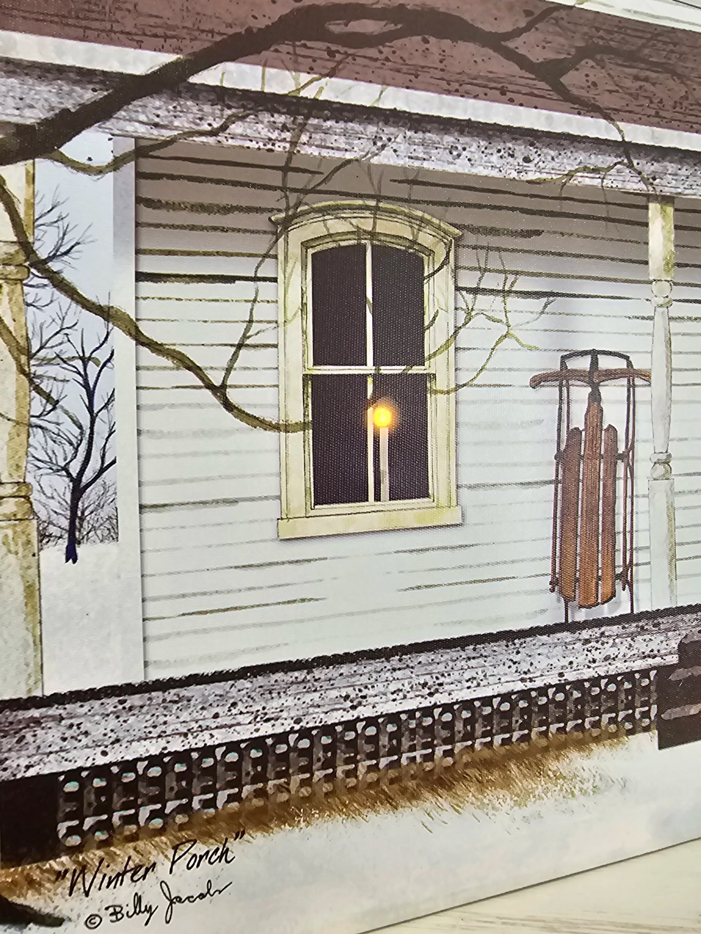 12 x 16 LED Canvas - Winter Farmhouse Porch by Billy Jacobs