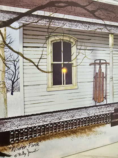 12 x 16 LED Canvas - Winter Farmhouse Porch by Billy Jacobs