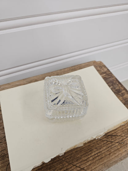 vintage crystal jewelry box with bow