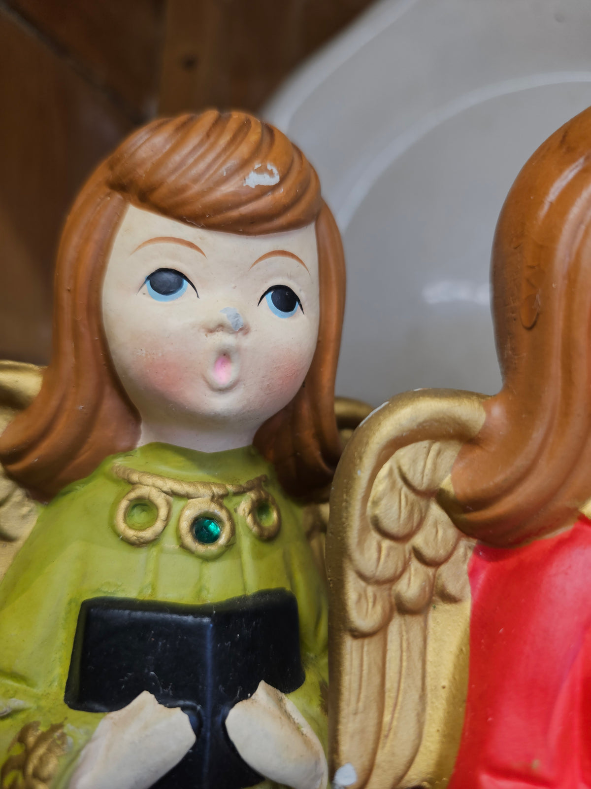 Vintage pair 1960s Caroling Christmas angels figurines