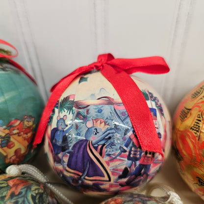 Set of 7 paper mache ornaments