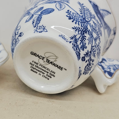 Blue and white teacup & saucer - Grace Teaware, fine porcelain
