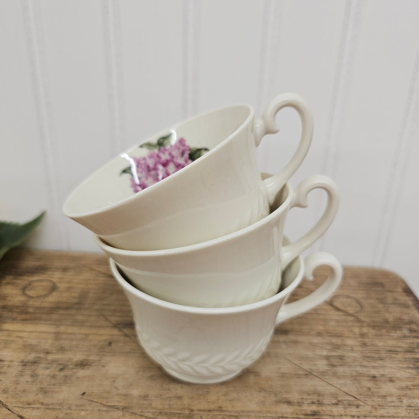 3 Theodore haviland new york porcelain teacups - lilac hydrangea