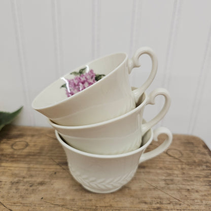 3 Theodore haviland new york porcelain teacups - lilac hydrangea