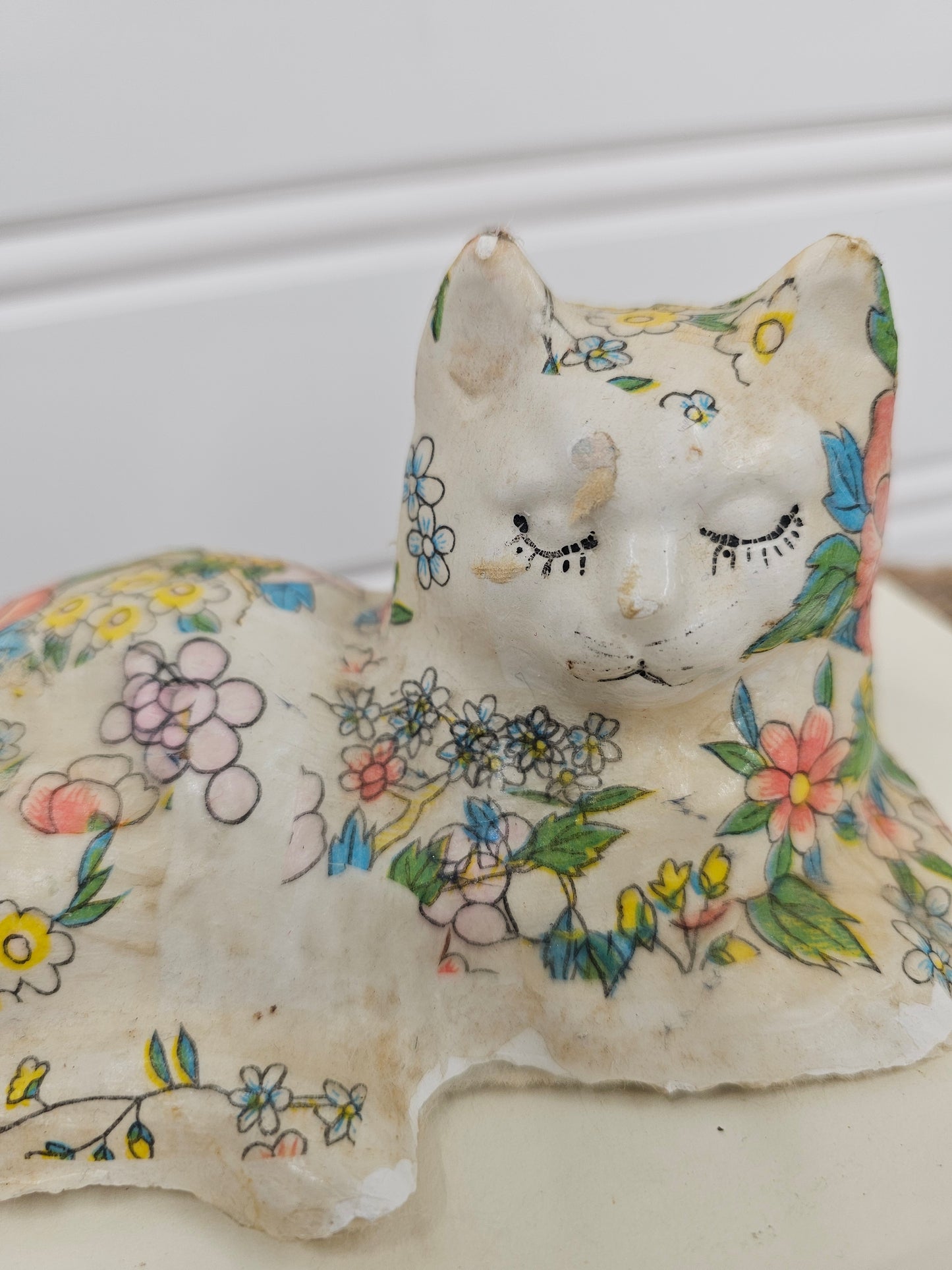 vintage decoupage floral cat