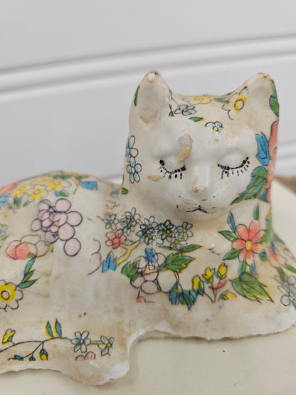 vintage decoupage floral cat