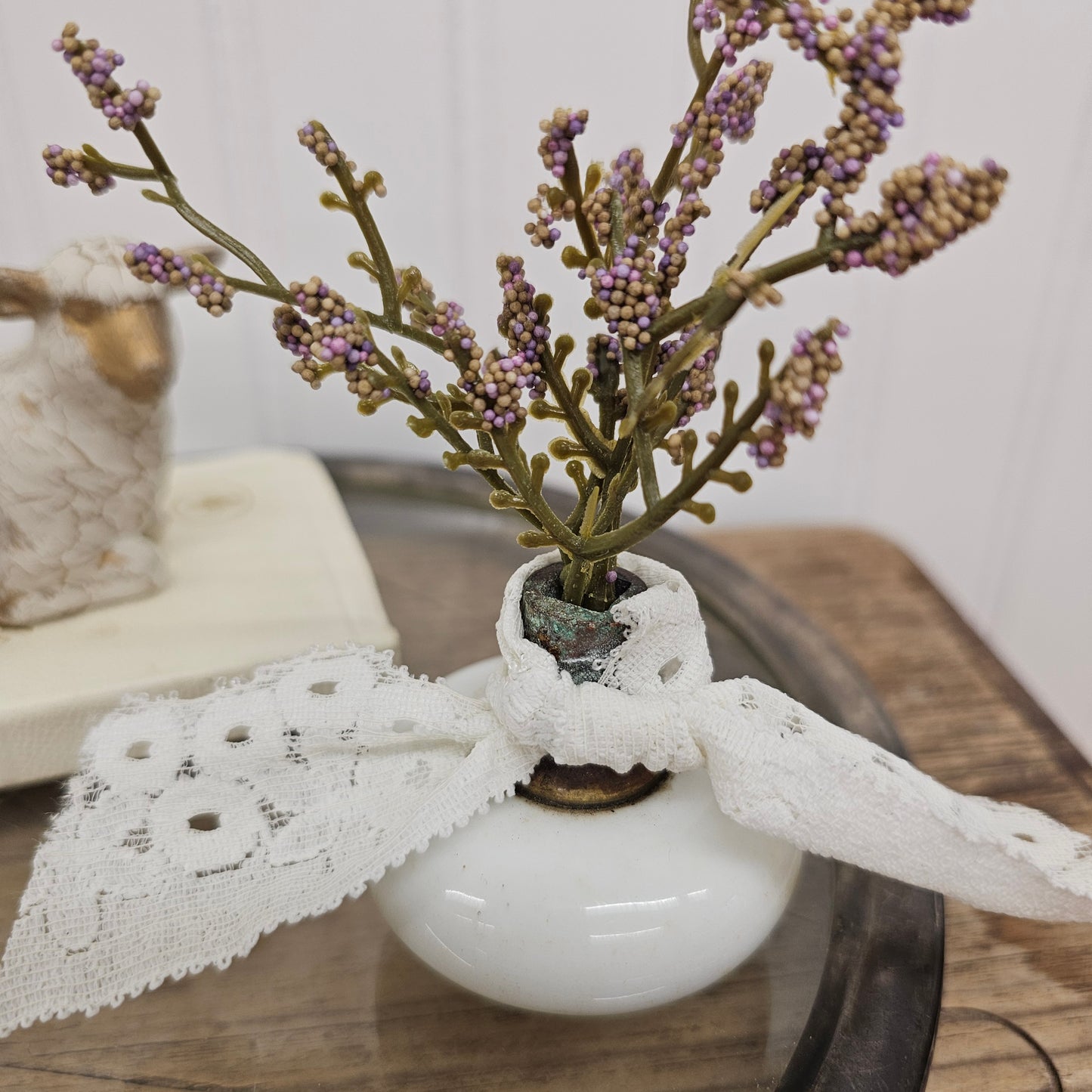 Silver glass tray vignette