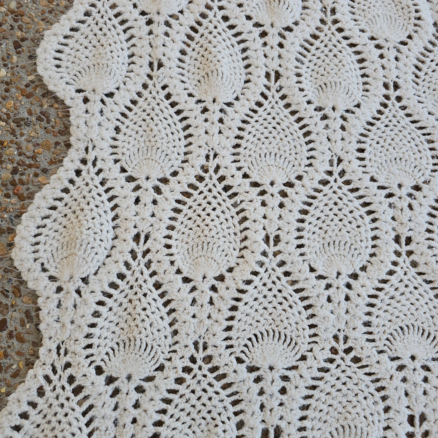 Creamy white Afghan, approx 62" x 38"