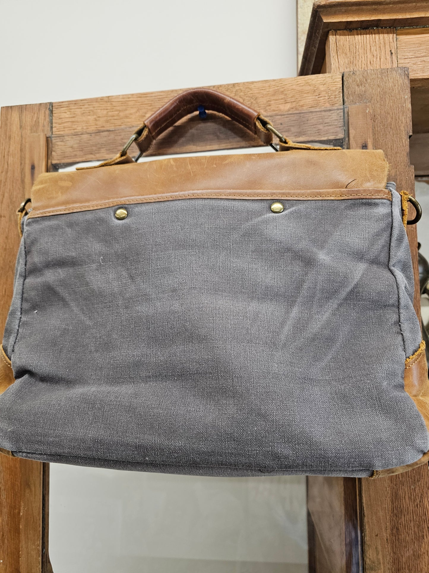 Wowbox Messenger Bag canvas and leather, No Crossbody Strap