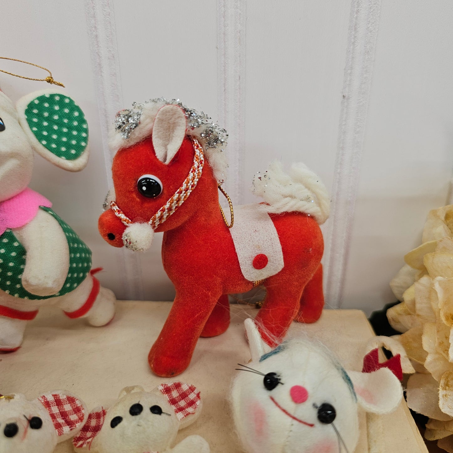 Set of 6 animal/Santa ornaments