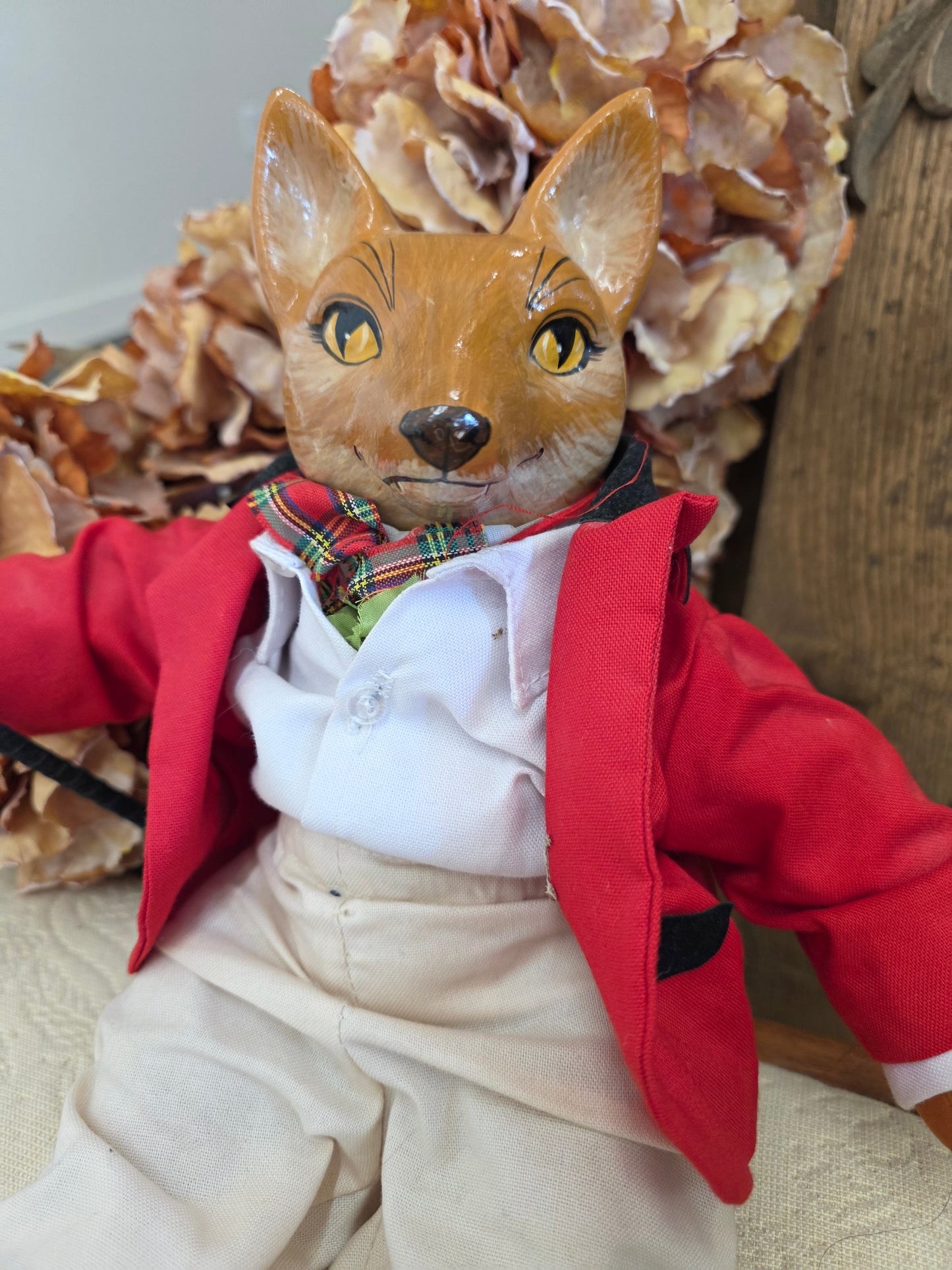 vintage hand painted fox in riding clothes