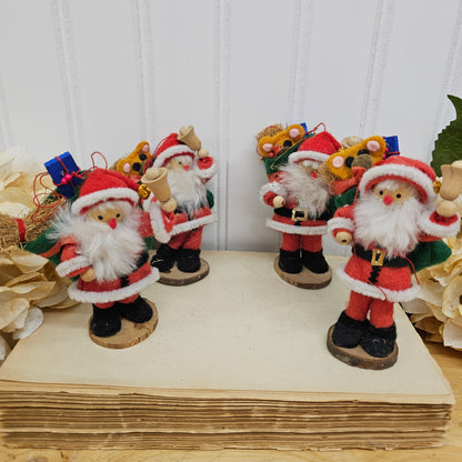Set of 4 felt Santa ornaments- one missing bear